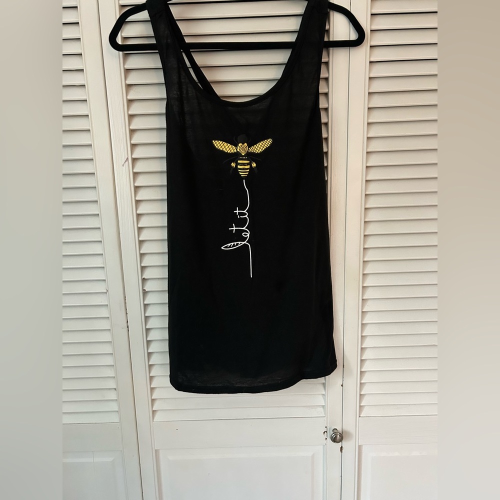Black Sleeveless Top with Bee Design